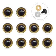 Глазки для Игрушек и Кукол, Эпоксидная Смола, 2 Фиксатора, Золотистые, 12мм, (УТ100031670)