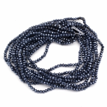 Намистини Скляні Гальваніка, Перламутрове Покриття, Гранені, Рондель, Чорний, 4х3мм, Отвір 0.4мм, близько 110шт/40см/нитка, 10ниток/упаковка, (УТ100031690)