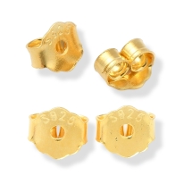 Серебро 925 Заглушки для Швенз и Пусет, Позолота 18К, 4х4.5х2мм, (УТ100031691)
