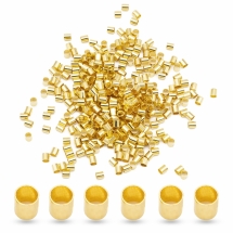 Намистини Затискні Стоппери, крімп, Латунь, Циліндр, Золото, 3х3мм, Отвір 2.5мм, (УТ100031744)