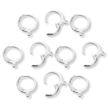 Швензы c Петелькой, Основа для Сережек Нержавеющая Сталь Английская Застежка, Покрытие Серебро 925, 14х12х2мм, Пин 0.6х1 мм, Отверстие 1.2мм, (УТ100031858)