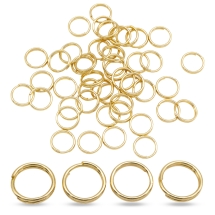 Колечки Двойные Нержавеющая Сталь, Покрытие Золото 18К, 8х1.3мм, Внутренний Диаметр 6.5мм, (УТ100031864)