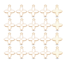 Подвески Кулоны Цветок Сплав и Кремово-Белая Эмаль, Светлое Золото, 18х15.5х2мм, Отверстие 1.5мм, (УТ100031925)