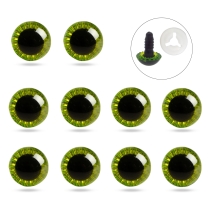 Глазки для Игрушек и Кукол со Штифтом и Фиксатором Пластиковые, Желто-Зеленые, 19.5мм, Фиксатор 15х4мм, (УТ100031934)