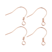 Серебро 925 Швензы Крючок, Основа для Сережек, Розовое Золото, 15.5х15.4мм, Штифт 0.6мм, Отверстие 1.5мм, (УТ100031984)