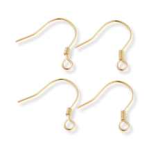 Серебро 925 Швензы Крючок, Основа для Сережек, Позолота 18К, 15.5х15.4мм, Штифт 0.6мм, Отверстие 1.5мм, (УТ100031985)