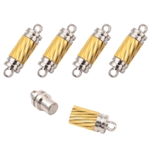 Застежка Магнитная Латуннная Колонка с Колечками, Платина, 18x5мм, Отверстие 1мм, (УТ100032094)