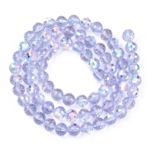 Бусины Стеклянные с Гальваникой Граненые АВ-Цвет Круглые с Полупокрытием, Сиреневые, 8-7.5мм, Отверстие 1мм, около 66шт/50см/нить, (УТ100032130)