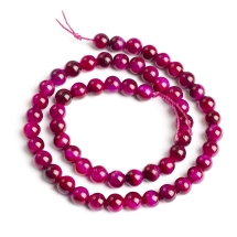 Бусины Натуральный Тигровый Глаз Круглые, Фиолетово-Красные, 6мм, Отверстие 1мм, около 58шт/36см/нить, (УТ100032219)