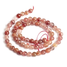 Бусины Натуральный Клубничный Кварц Круглые, 6мм, Отверстие 1мм, около 43шт/38см/нить, (УТ100032266)