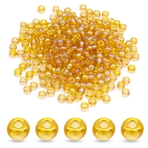 Бисер Чешский Preciosa 33119/11050/03, Прозрачный Радужный, Круглый, Золотой, 3/0, 5.6мм (УТ100032554)