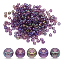 Бисер Чешский Preciosa 33119/21060/03, Прозрачный Радужный, Круглый, Сиреневый, 3/0, 5.6мм (УТ100032557)