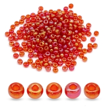 Бисер Чешский Preciosa 33119/91050/03, Прозрачный Радужный, Круглый, Красный, 3/0, 5.6мм (УТ100032561)