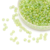 Бисер Чешский Preciosa 33119/41154/10, Прозрачный Радужный с Серебряной полосой, Круглый, Салатовый, 10/0, 2.3мм (УТ100032571)