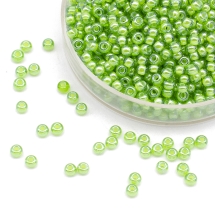 Бісер Чеський Preciosa 33119/55437/10, Прозорий зі Срібною смугою, Круглий, Зелений, 10/0, 2.3мм (УТ100032572)