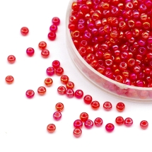 Бисер Чешский Preciosa 33119/95078/10, Прозрачный Радужный с Серебряной полосой, Круглый, Красный, 10/0, 2.3мм (УТ100032578)