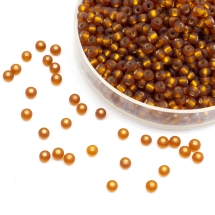 Бісер Чеський Preciosa 33139/17090/10, Прозорий Матовий зі Срібною смугою, Круглий, Коричневий, 10/0, 2.3мм (УТ100032589)