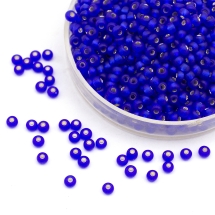 Бисер Чешский Preciosa 33139/37080/10, Прозрачный Матовый с Серебряной полосой, Круглый, Синий, 10/0, 2.3мм (УТ100032590)