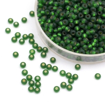 Бисер Чешский Preciosa 33139/57060/10, Прозрачный Матовый с Золотой полосой, Круглый, Зеленый, 10/0, 2.3мм (УТ100032592)