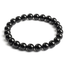 Браслет з Натурального Обсидіана, Еластичний, Намистина 8-9мм, (УТ100032286)