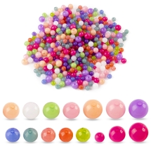 Намистини Акрилові Желе Круглі Грані та Негранні, Мікс, 8-12мм, отвір 1.5-2мм, 200г/упаковка, (УТ100032846)