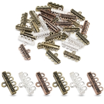 Коннектор Прямоугольный, Бижутерный сплав, 5 отверстий, Микс 22.5х12х3.5мм, Отверстие 2мм, (УТ100032847)