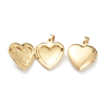 Кулон-Коробочка Серце, Латунь, Позолота 18К, 22.5х19.5х6мм, Отвір 4х3мм, (УТ100032924)