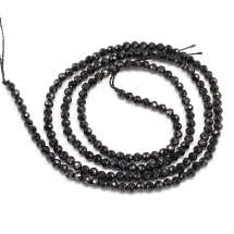 Бусины Натуральна Черный Шпинель, на нитях, Круглые, Граненые, 2мм, Отверстие 0.5мм, около 166шт/36см/нить, (УТ100032519)