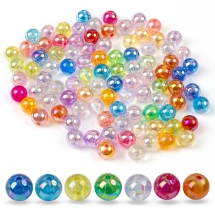 Бусины Пластиковые с Радужным Покрытием АВ, Микс, 10мм, Отверстие 1.8мм, около 100шт/50г, (УТ100032681)