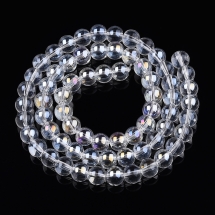 Бусины Стекло Гальванические, Круглые, Бесцветный АВ, 6-6.5мм, Отв-тие 1.4мм, около 65шт/37см/нить, (УТ100032701)