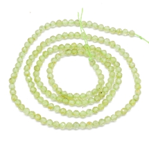 Намистини Натуральний Перидот Круглі Грановані, 2мм, Отвір 0.5мм, 170шт/37см/нитка, (УТ100032779)