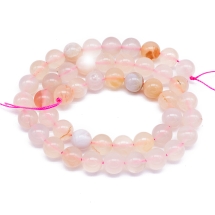 Бусины Натуральный Агат, "Цветущая Вишня", Круглые, 8.5-9мм, Отверстие 0.8мм, около 45шт/37.5см/нить, (УТ100032785)