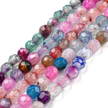 Бусины Натуральный Агат, Термоокрашенные, Граненые, Круглые, На нитях, Микс, 4мм, Отв 0.8мм, около 85шт/35см/нить, (УТ100032801)