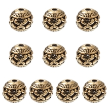 Намистини Біжутерний Сплав, Тибетський Стиль, Порожнисті, Рондель, Золото, 11мм, (УТ100032901)