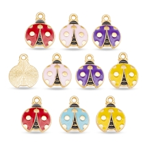 Набор Подвески Кулоны из Сплава с Эмалью Божья Коровка, Микс и Светлое Золото, 23x19.5x2мм, Отверстие 1.6мм, 5 цветов/2шт, 10шт/упак, (УТ100032277)