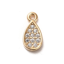 Серебро 925 Подвеска Кулон Капля с Фианитами, Позолота 18К, 9х4.5х1.3мм, Отверстие 0.9мм, (УТ100032381)