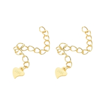 Срібло 925 Концевики, Подовжувальний Ланцюжок з Кулоном Серце, Позолота 18К, 50мм, Підвіска 6.5х5х0.4мм, (УТ100032446)