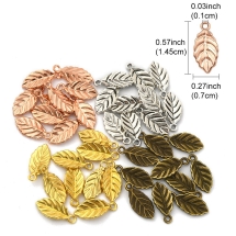 Набор Подвески Кулоны Лист, Сплав, 4 цвета, 14.5х7х2мм, Отверстие 1мм, 10шт/цвет, 40шт/упак, (УТ100032460)