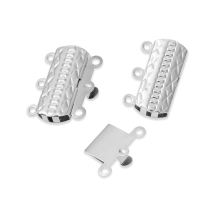 Застежка Коробочка, Нержавеющая Сталь, Прямоугольная, на 3 нити, 19.8х15х3мм, Отв. 1.6мм, (УТ100032835)