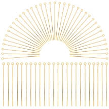 Пины с Колечком, Латунь, Золото, 24х0.7мм, Отв-тие 2мм, 600шт/набор (УТ100032859)