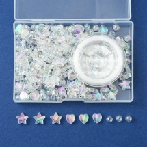 Набор для Изготовления Украшений, Бесцветный, 108х74х18мм, Бусины 6-10х3-6мм, Отверстие 1-1.5мм, около 200шт/упак, (УТ100032309)