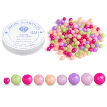 Набор Акриловые Бусины Желе Круглые, Микс, 6-12мм, отверстие 1.5-2мм, 100г/упак, (УТ100032452)