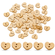 Пуговицы Деревянные, 2-отверстия, Сердце, Бежевый, 15x13мм, (УТ100032695)