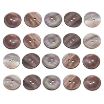 Ґудзики з натурального Перламутру, 2 отвори, Плоскі, Круглі, Чорний, 17х2мм, Отвір 2 мм, (УТ100032696)