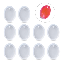 Силіконова форма, Кулон, Овал, Білий, 28х21х7мм, Внутрішній розмір 25х18мм, Отвір 2мм, (УТ100032903)