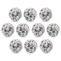 Бусины Шамбала со Стразами, Класс А, из Полимерной Глины, Круглые, Кристалл, 4мм, Отверстие 1мм, (УТ100032966)