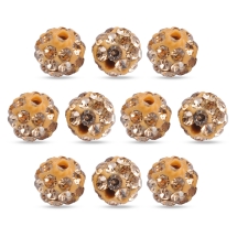 Бусины Шамбала со Стразами, Класс А, из Полимерной Глины, Круглые, СветлыйТопаз, 4мм, Отверстие 1мм, (УТ100032967)