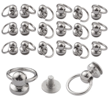 Винт Декоративный с Подвижным Кольцом для Сумок, Платина, 19мм, Кольцо 13х1.5мм, (УТ100032953)