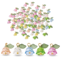 Підвіски Акрилові з Латунним штифтом, Тюльпан, Мікс, 12х13х10мм, Отвір 2мм, (УТ10)0032938