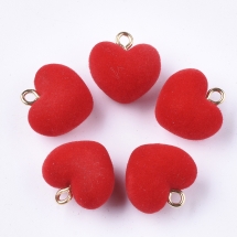 Подвески Акриловые с Латунной петелькой, Сердце, Красный, 18.5х18х13мм, Отверстие 2.5мм, (УТ100032947)
